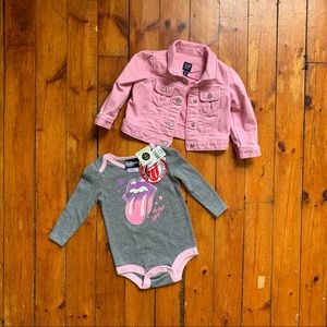 Rolling Stones Logo Onesie NWT & Gap Pink Jacket